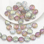 Electroplated Flat Spiral Glass Beads 12mm Metallic Iridescent 30pcs 6