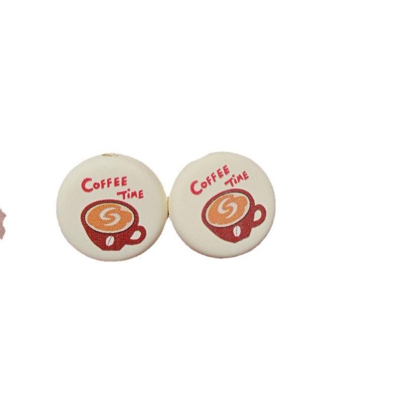 Rubberized Coffee Acrylic Flat Round Beads 18mm Matte Finish 100pcs 5