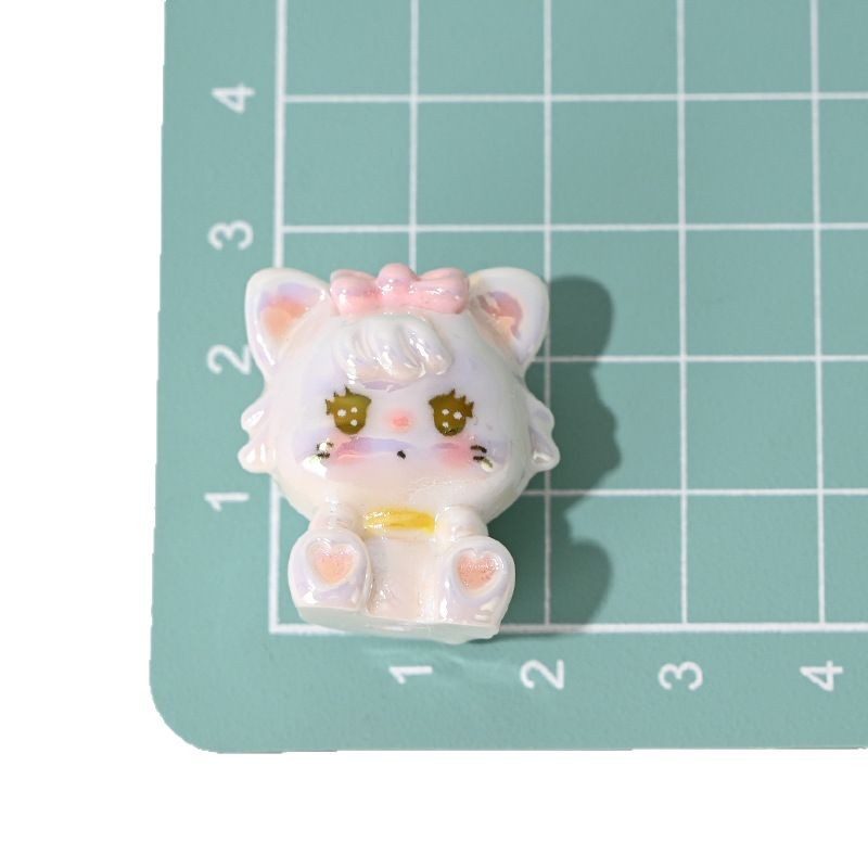 Plating Cat Resin Beads 27mm Colorful Suspender Trousers 10pcs 5