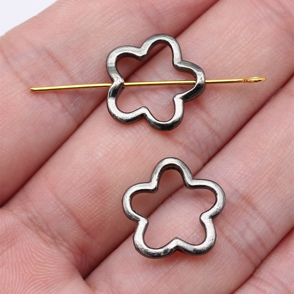 Hollow Flower Metal Beads 16mm Vintage Inspired Openwork 60pcs 7