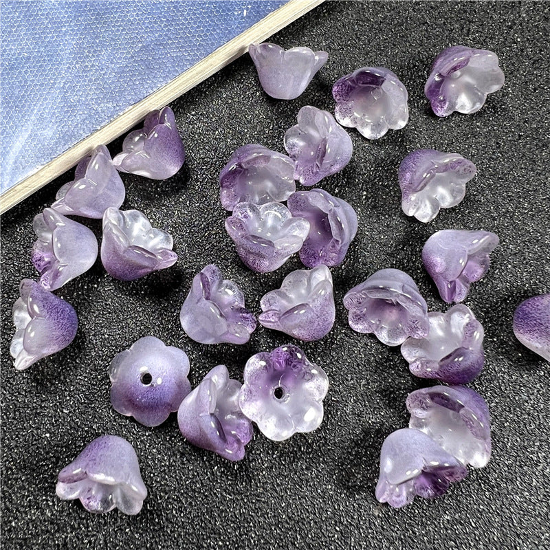 Wind Chime Flower Glass Beads 12mm Transparent Pink 50pcs 30