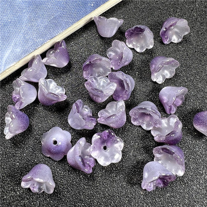 Wind Chime Flower Glass Beads 12mm Transparent Pink 50pcs 30
