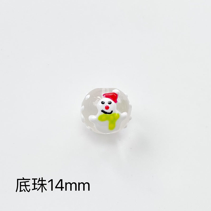 Hand Painted Christmas Enamel Glass Beads 12mm 14mm 1pc 28