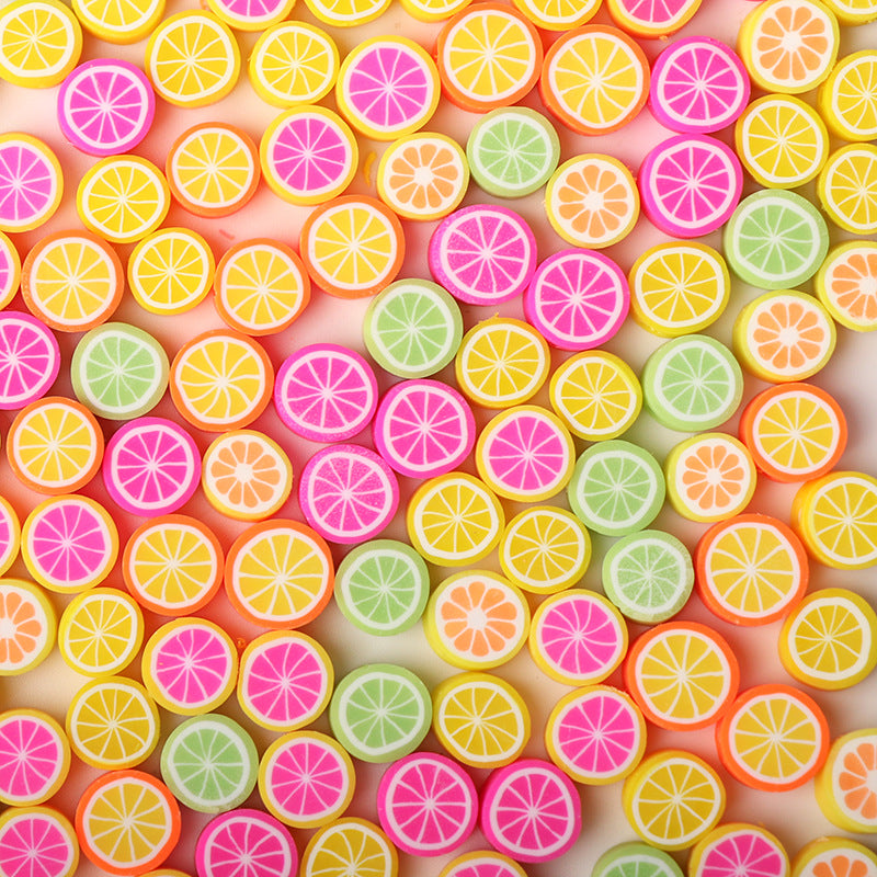 Flat Clay Beads 10mm Colorful Grapefruit Polymer 100pcs