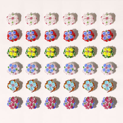 Lampwork Glass Beads Handmade Flower Ball 15mm Multicolor 10pcs 2