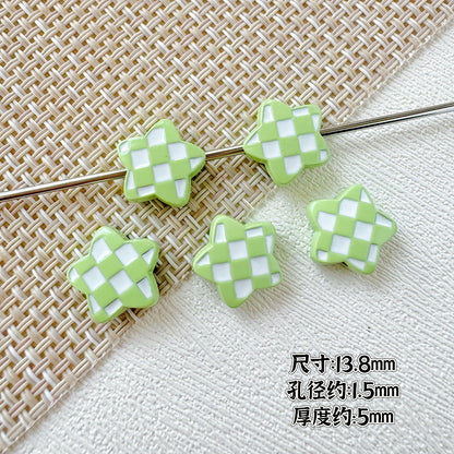 Star and Heart Metal Beads 13mm Baking Painted Houndstooth 10pcs 9
