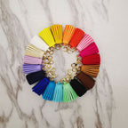 Mini Chunky Tassel Keychain PU Leather with Metal Clasp 8pcs