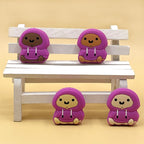 Silicone Focal Beads Cartoon Chicken Wearing Purple Hoodie 20pcs 5