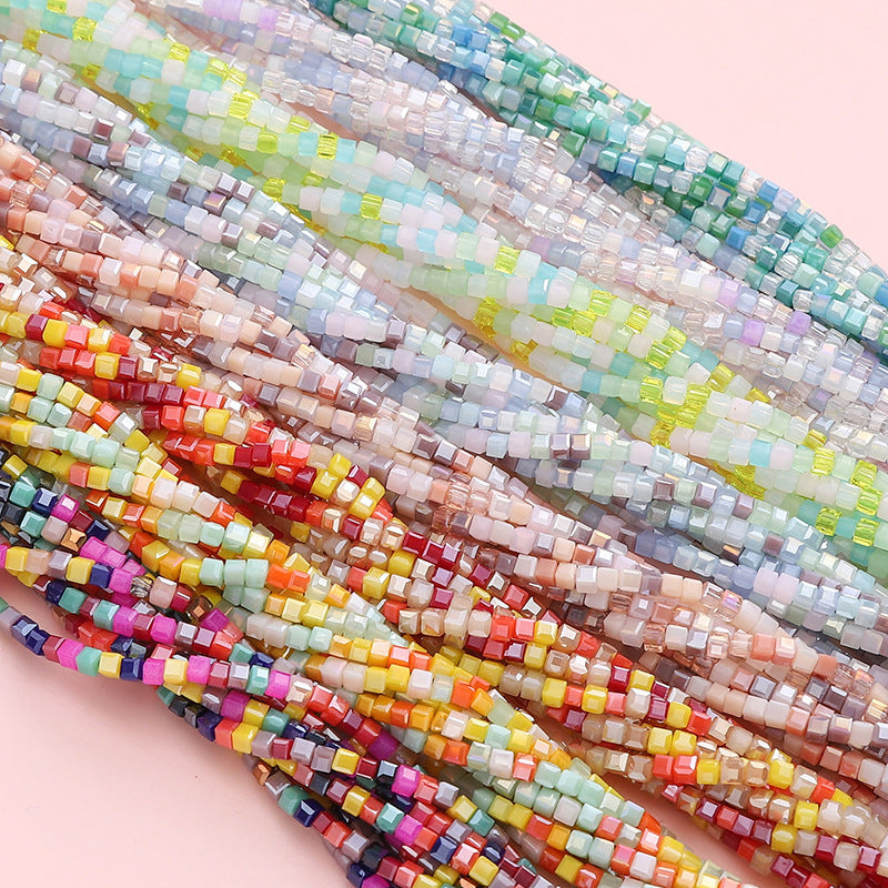 Colorful Faceted Square Seed Glass Beads 2mm 360pcs