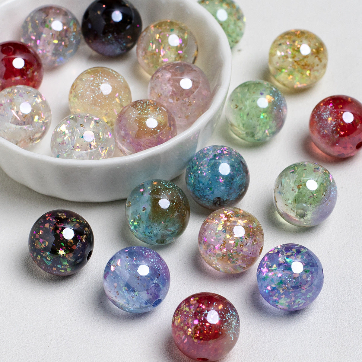Shimmer Glitter Filled Resin Beads 16mm Round Mixed Colors 10pcs 3