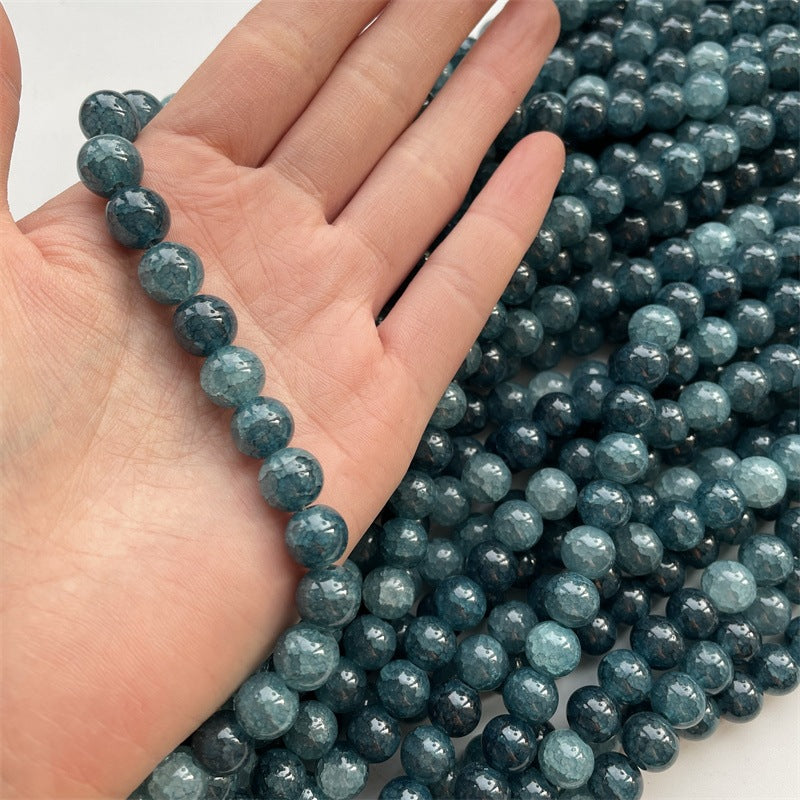 Crackle Round Glass Beads 10mm Ice Cracked Imitation Jade 40pcs 15