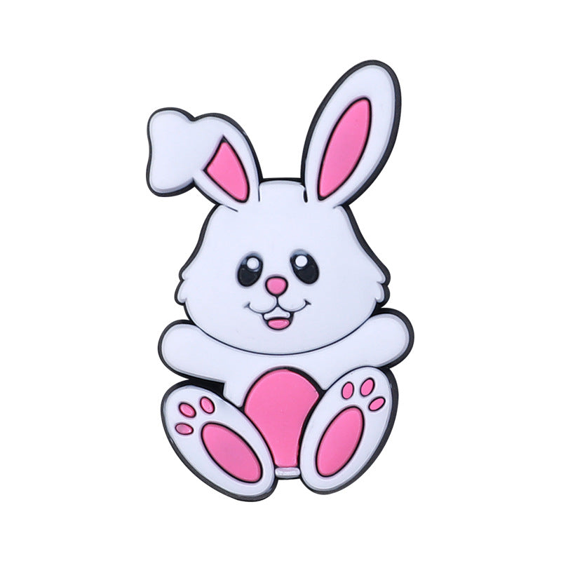 Silicone Focal Beads Easter Bunny Sitting with Easter Egg Basket 20pcs 6