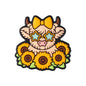 Silicone Focal Beads Highland Cow Holding Sunflower Daisy 5