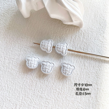 Baking Painted Black and White Metal Beads Quirky Shapes 10pcs 12
