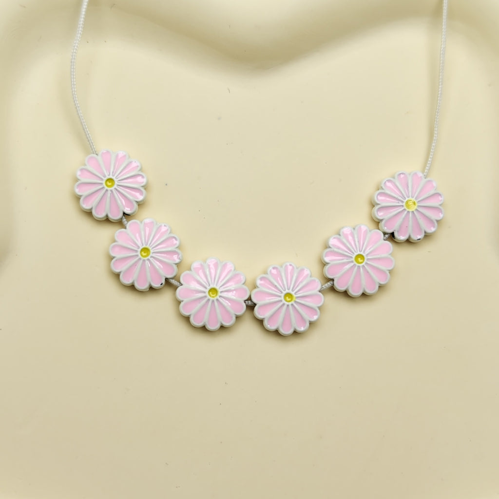 Daisy Metal Beads 13mm Baking Painted Zinc Alloy 20pcs 2