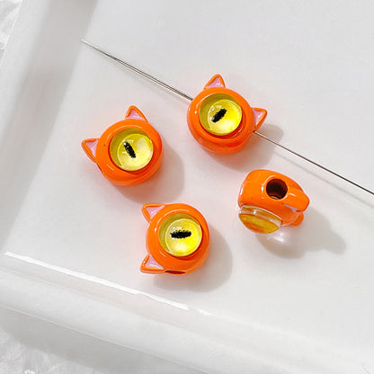 Cat Eye and One-Eyed Beast Metal Beads 10mm Baking Painted 10pcs 18