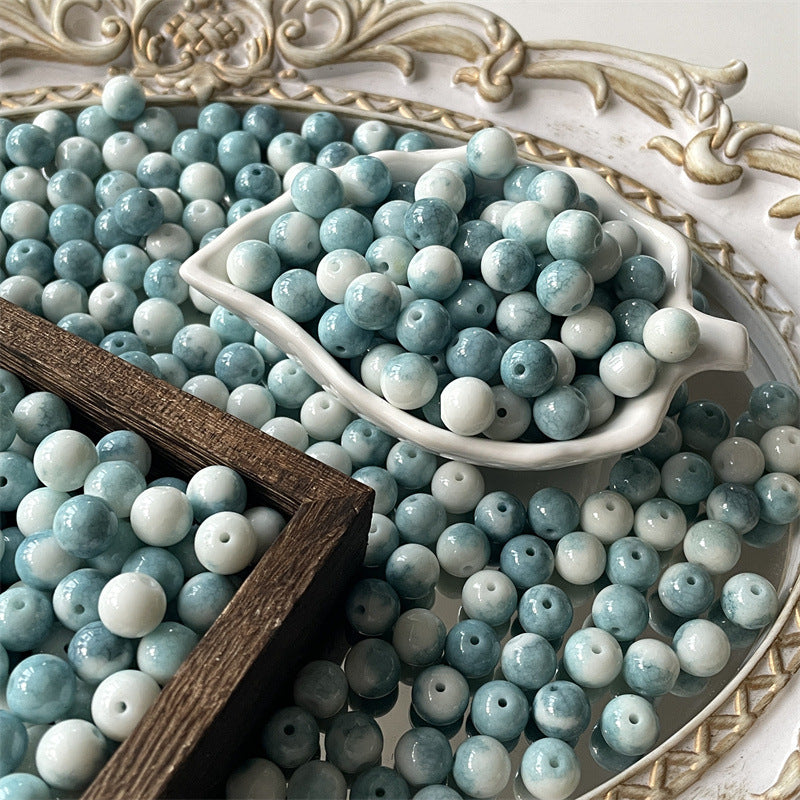 Crackle Round Glass Beads 10mm Imitation Porcelain Pastel Colors 120pcs 21