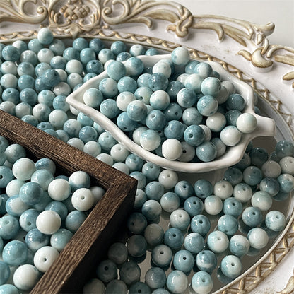Crackle Round Glass Beads 10mm Imitation Porcelain Pastel Colors 120pcs 21