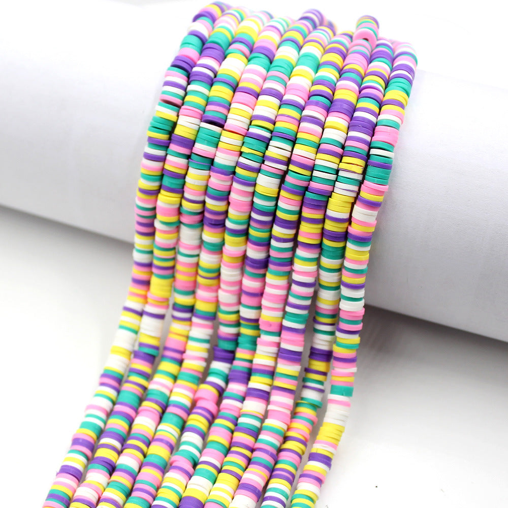 Flat Clay Beads 6mm Colorful Polymer Spacer Disc 10strands 38