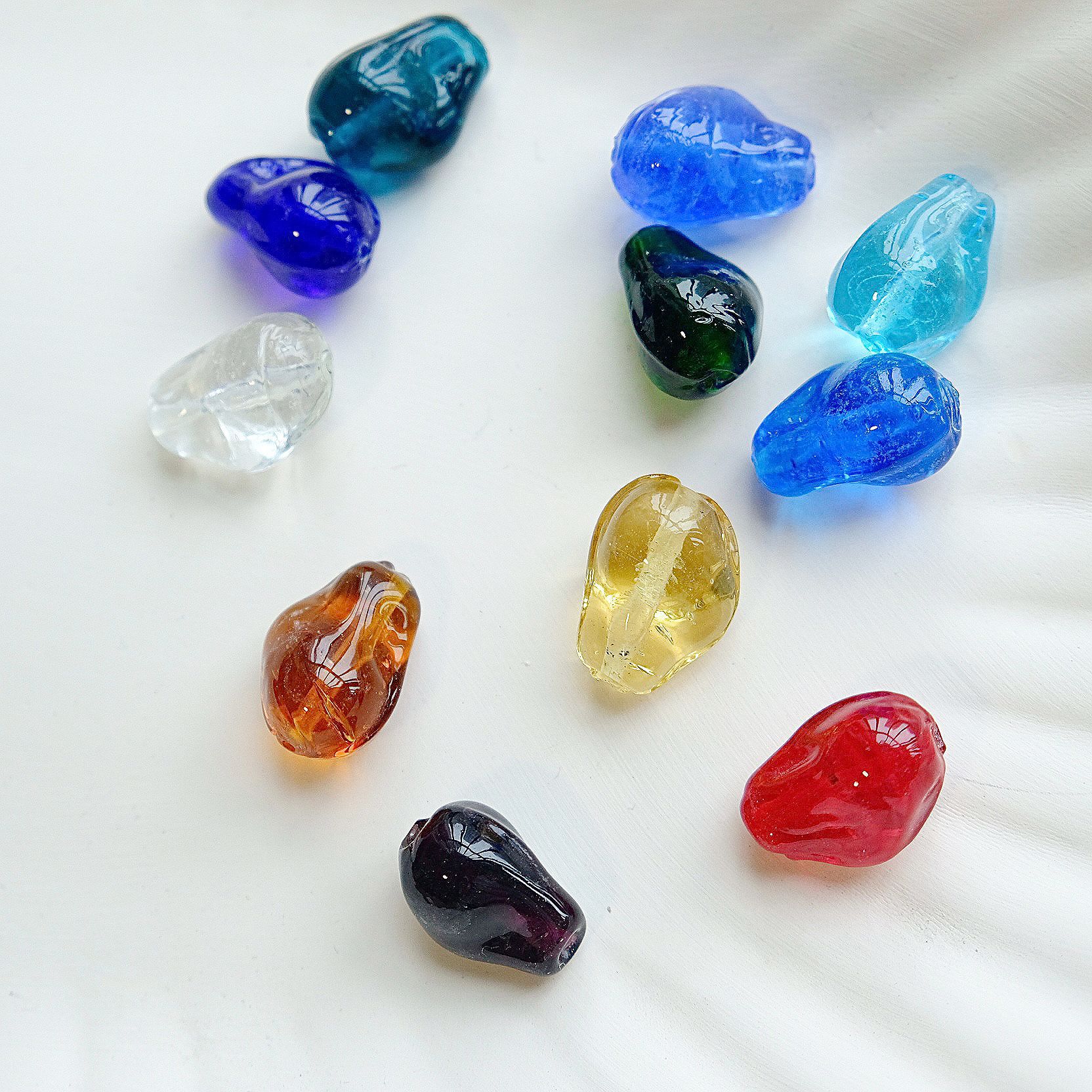 Irregular Glitter Lampwork Glass Beads 15x22mm Vibrant Mixed Colors 50pcs