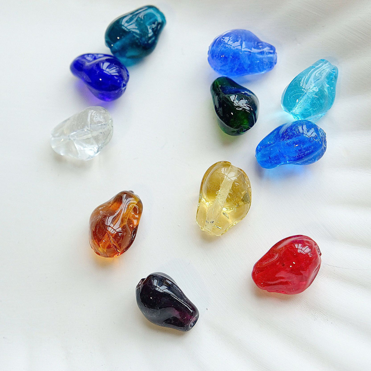 Irregular Glitter Lampwork Glass Beads 15x22mm Vibrant Mixed Colors 50pcs