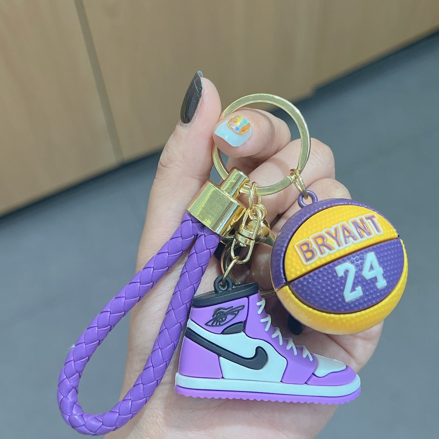 Basketball Shoe Keychain PVC Mini Sneaker Purple Yellow Black 7