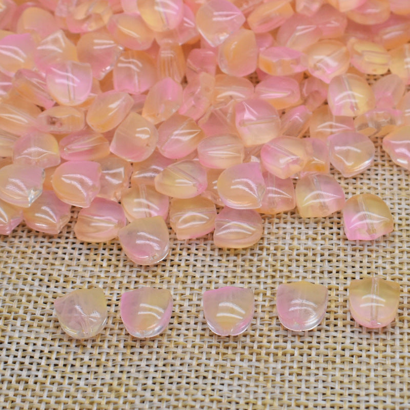 Gradient Tulip Petals Leaves Glass Beads Petal 9mm Leaf 14mm 100pcs 2