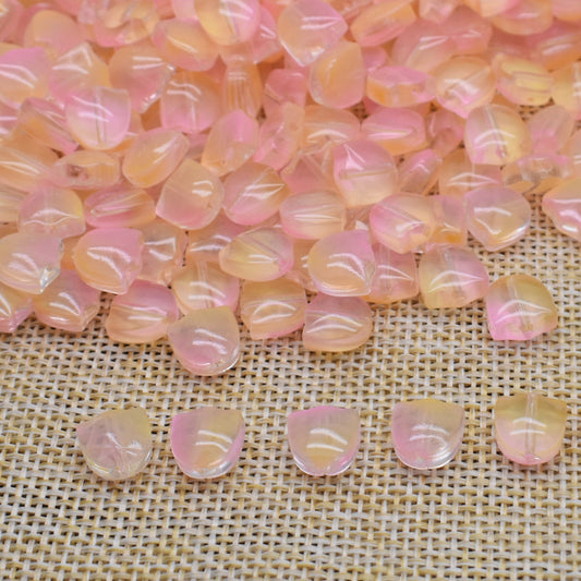 Gradient Tulip Petals Leaves Glass Beads Petal 9mm Leaf 14mm 100pcs 2