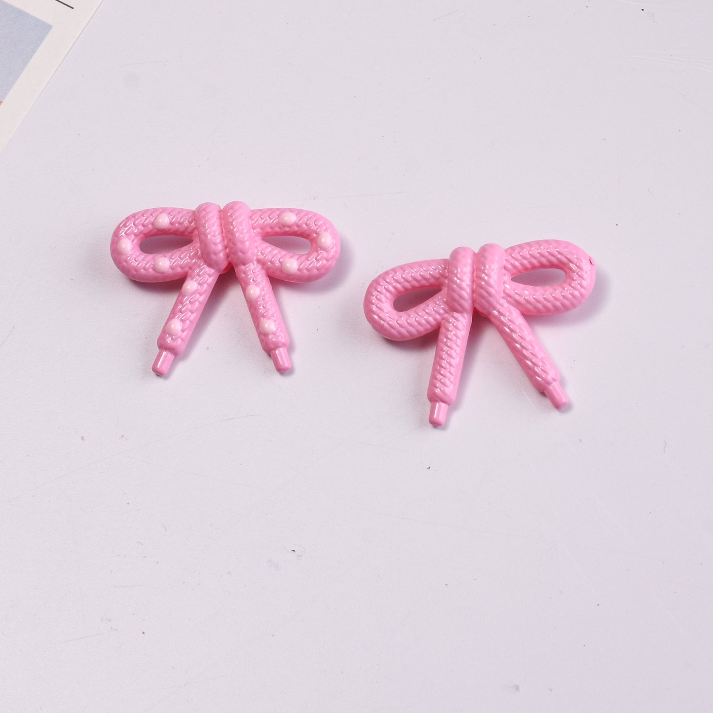 Hand Painted Bow Acrylic Beads 27mm Polka Dot Design 10pcs 15