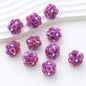 Embellished Flower Cluster Clay Beads 20mm Gradient Rose 10pcs 43