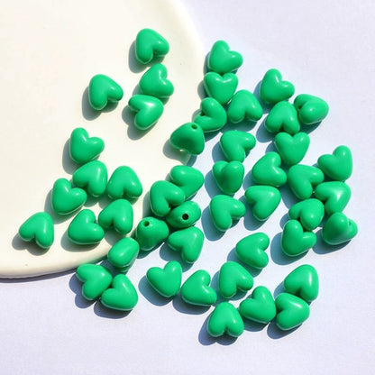 Glow Puffy Heart Acrylic Beads 11mm Colorful Glow in Dark 50pcs 7
