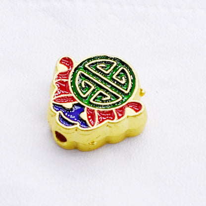 Cloisonne Metal Beads 12mm Good Fortune Pattern Enamel 10pcs 8