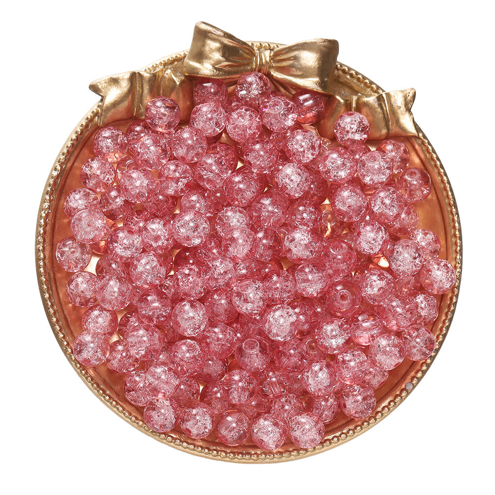 Crackle Round Glass Beads 8mm Colored Hole 1.3mm 50pcs 22