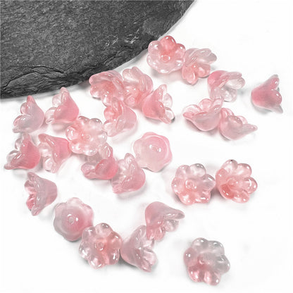 Wind Chime Flower Glass Beads 12mm Transparent Pink 50pcs 20