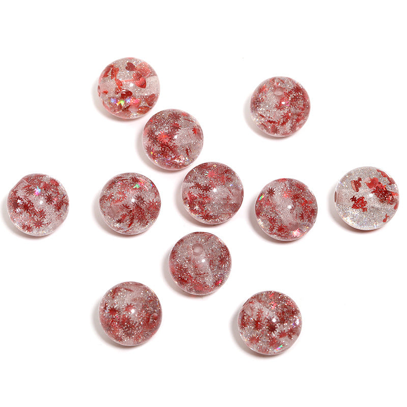Shimmer Glitter Filled Resin Beads 16mm Round Autumn Leaf 50pcs 17
