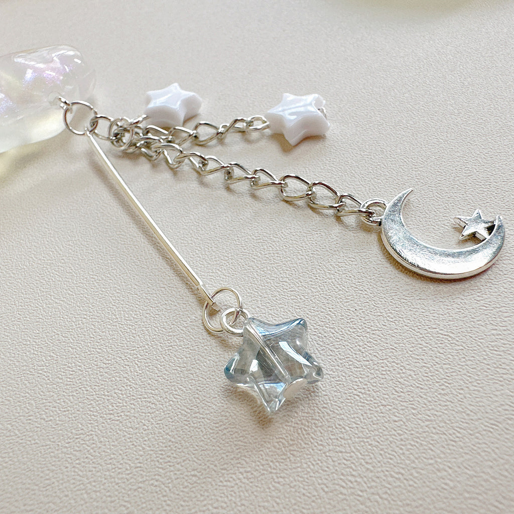 Cloud Star Acrylic Phone Charm Glossy White Celestial Design 4pcs 3