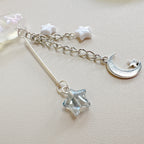 Cloud Star Acrylic Phone Charm Glossy White Celestial Design 4pcs 3