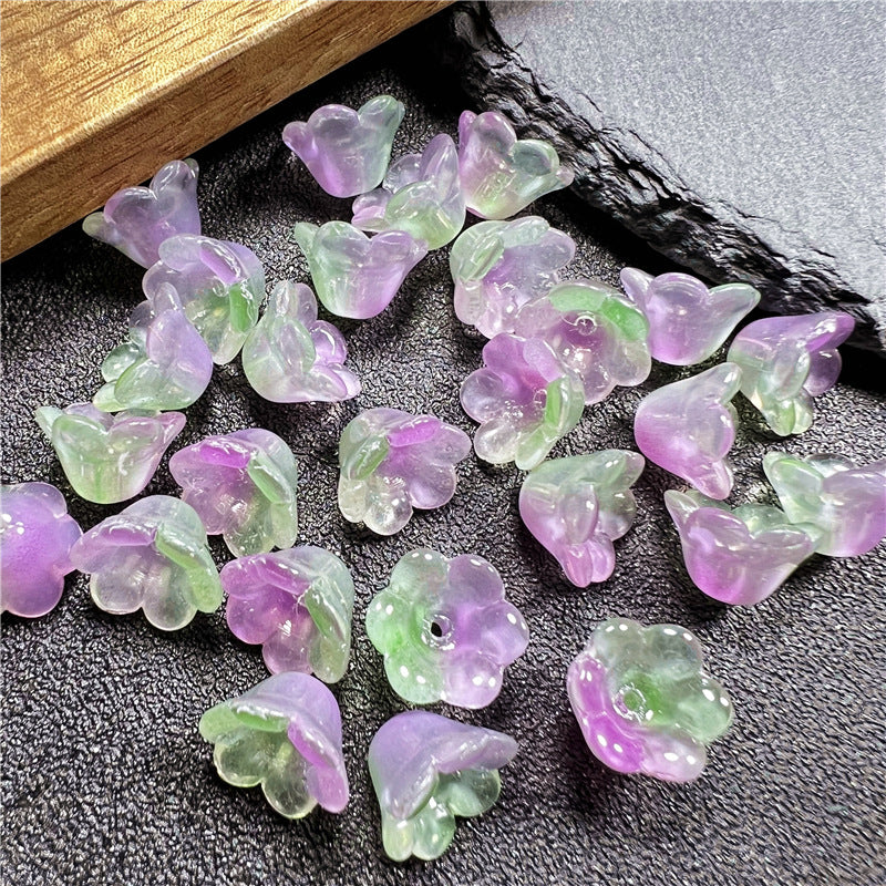 Czech Glass Beads Flower 12mm Iridescent Crystal Clear 50pcs 2