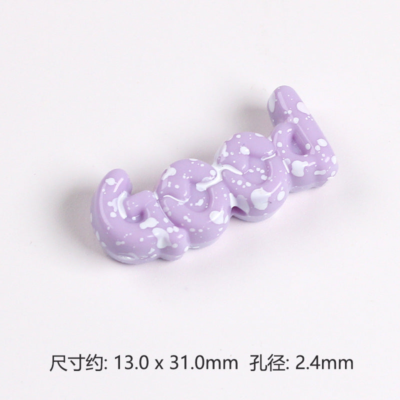 Painted Plate Acrylic Beads 31mm Splash Ink Good Word 20pcs 6