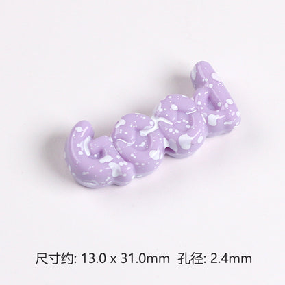 Painted Plate Acrylic Beads 31mm Splash Ink Good Word 20pcs 6