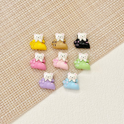 Pillow Metal Beads 14-16mm Glossy Painted Cat Face Alloy 10pcs 21