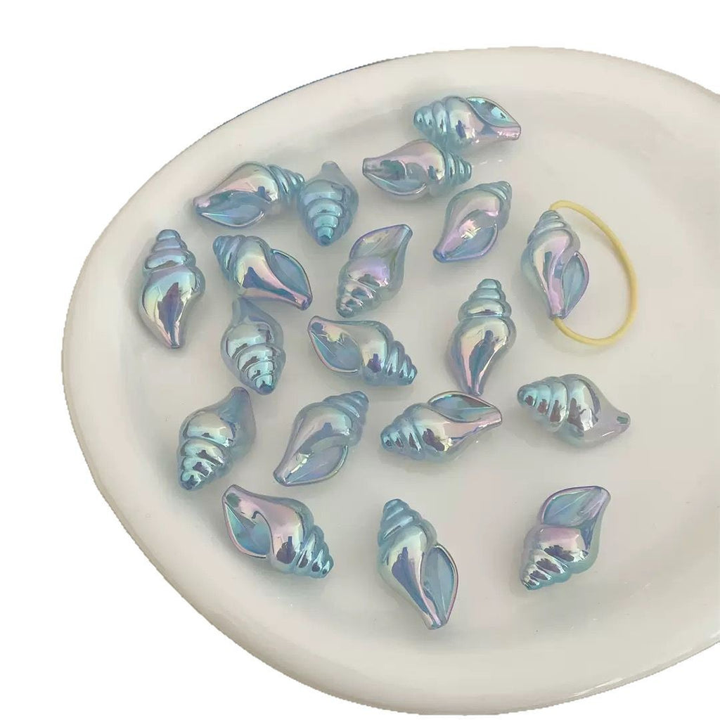 Plating Conch Acrylic Beads 20mm 35mm 3D Gradient Two-Color 50pcs 5