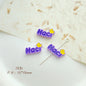 Cat Strawberry Moon Metal Beads Purple Tone Baking Painted 10pcs 20