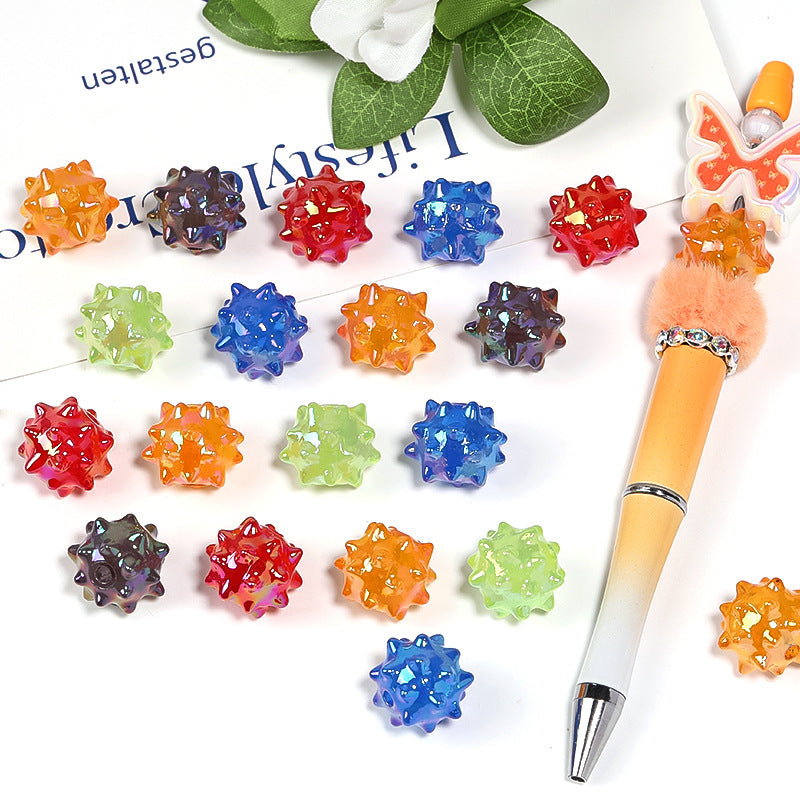 Plated Sea Urchin Acrylic Beads 18mm UV Colored Glossy 50pcs 2