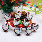 Silicone Focal Beads Christmas Chicken Wearing Santa Hat 20pcs