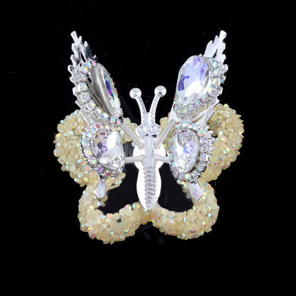 Fancy Butterfly Rhinestone Beads Alloy Spring Action Wings 5pcs 10