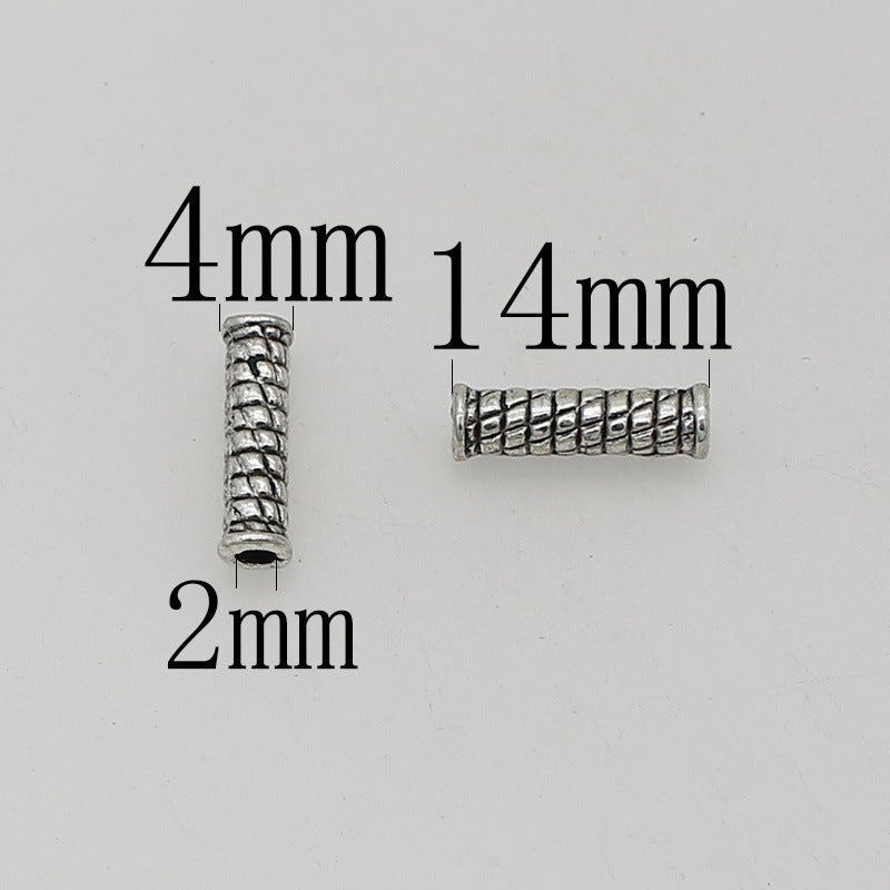 Tube Metal Beads 14mm Tibetan Silver Tone Cabled Pattern 1pc 6