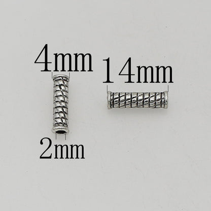 Tube Metal Beads 14mm Tibetan Silver Tone Cabled Pattern 1pc 6