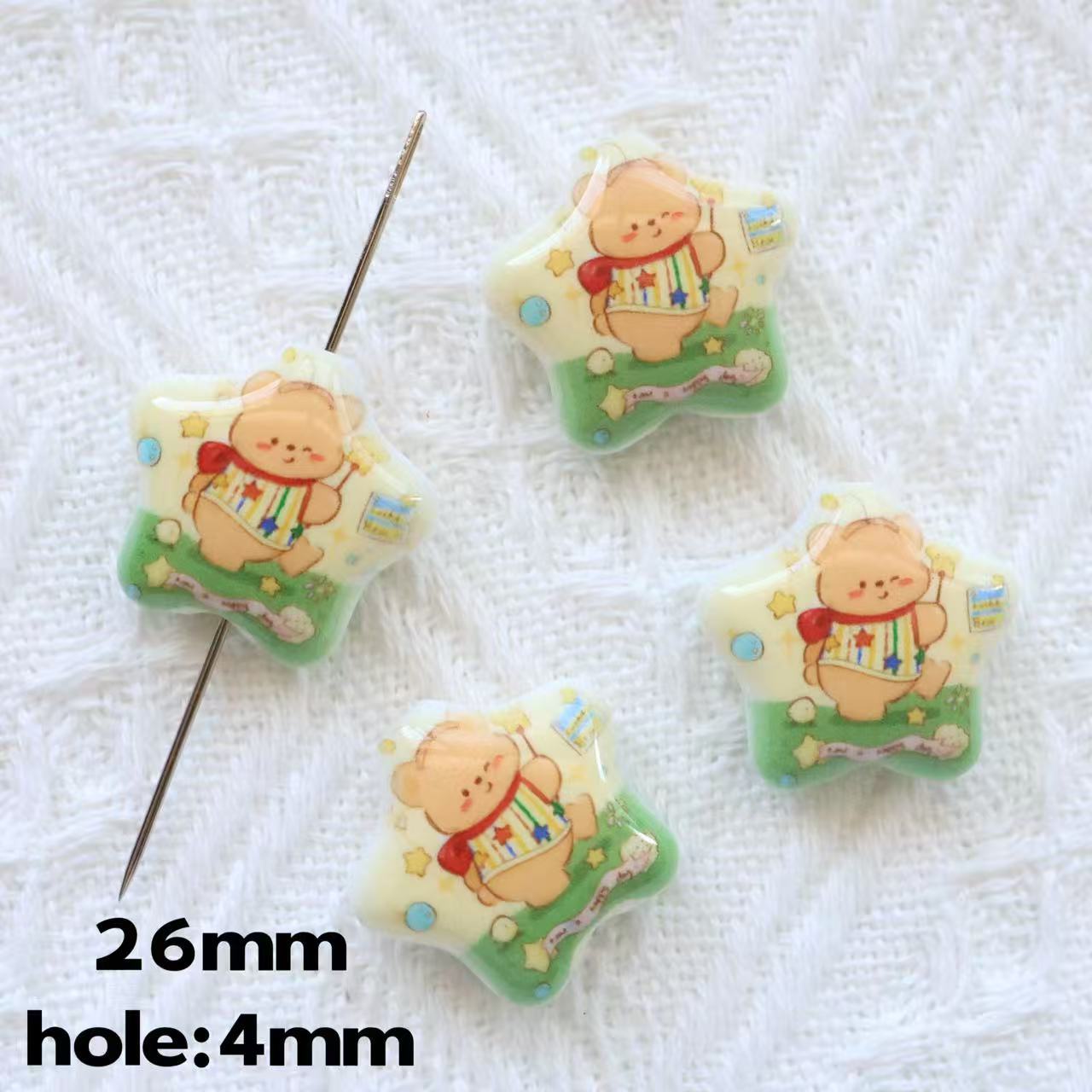 Butterbar Printed Star Acrylic Beads 25mm Glossy Pastel 20pcs 7