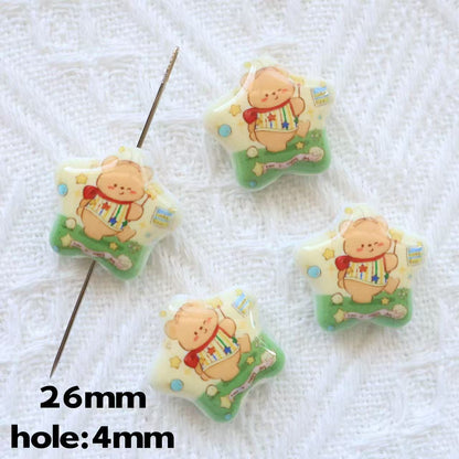 Butterbar Printed Star Acrylic Beads 25mm Glossy Pastel 20pcs 7